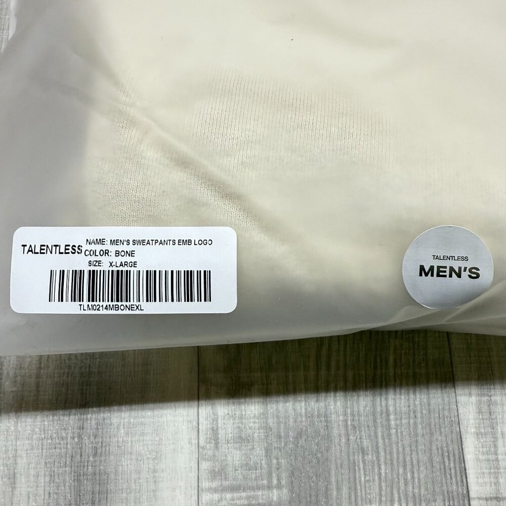 ✅Mens XL Talentless Sweatpants Embroidered Logo Ivory/Bone Joggers Streetwear - Picture 5 of 11